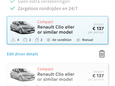 Allowing users to rent a car during the booking process