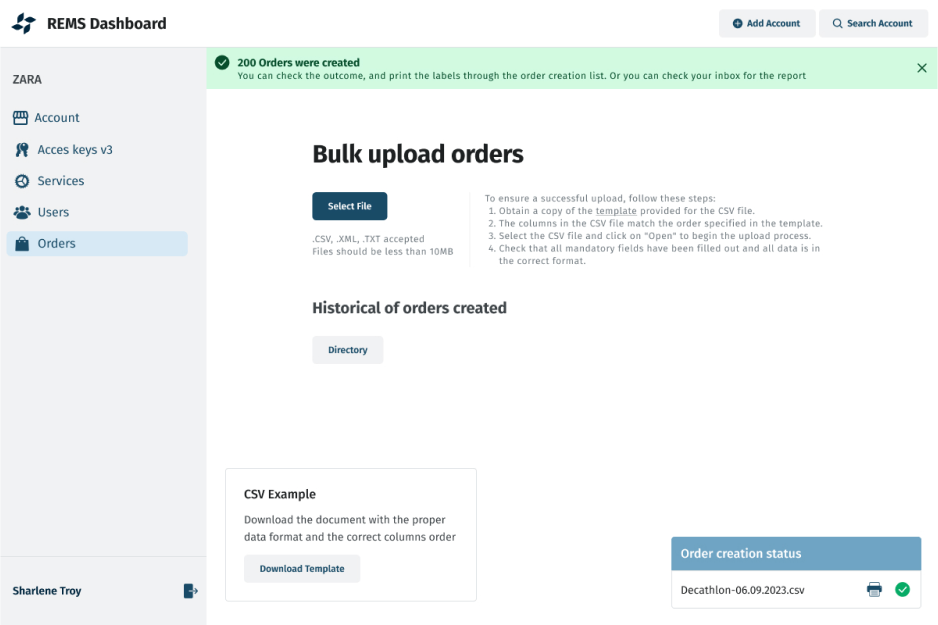 Developed a feature to make it easier for users to upload bulk orders